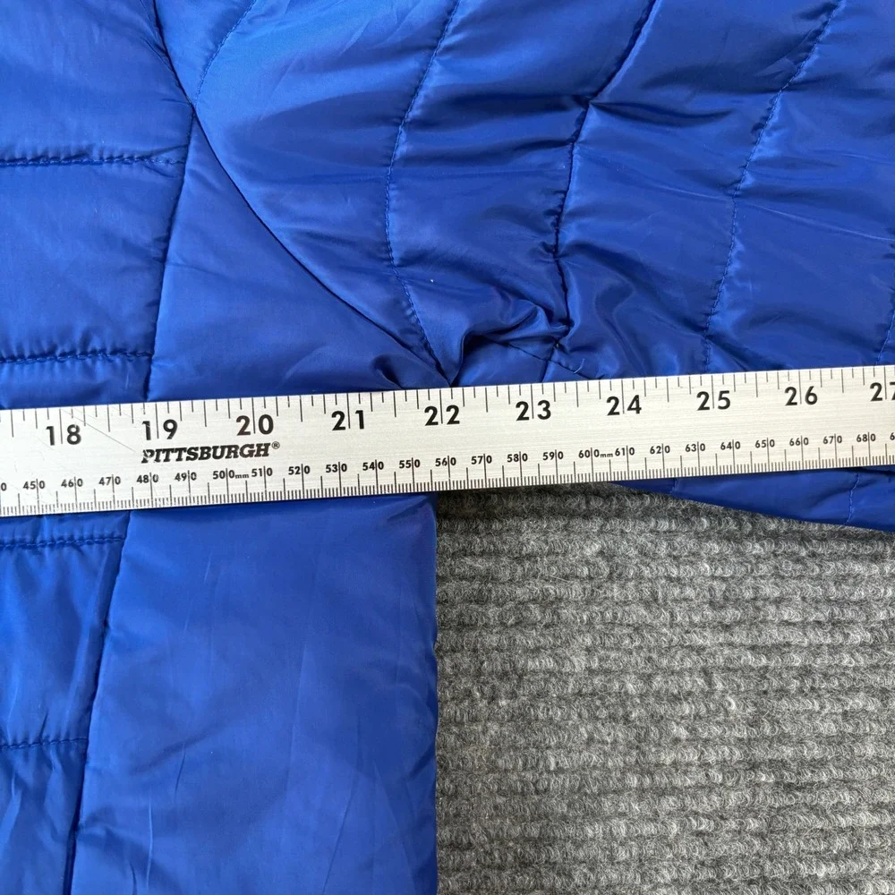 Adidas Royal Blue Quilted Puffer Jacket Hooded 3-Stripe XL 18/20 4347